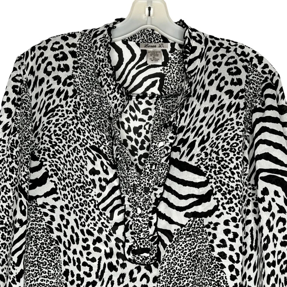 Vintage Loren D Animal Print Blouse - Picture 2 of 5
